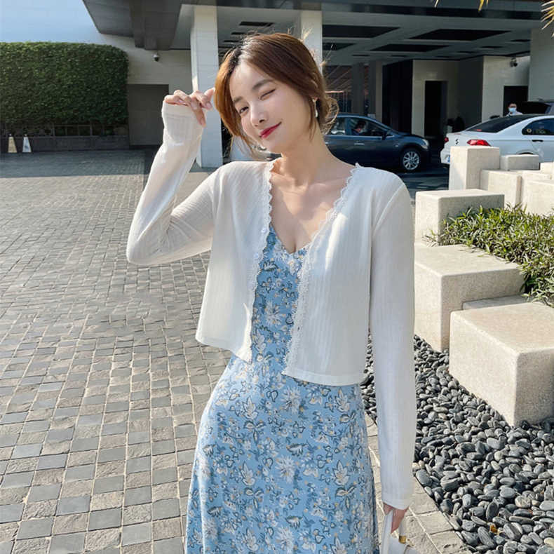 Dahong เสื้อคลุมคาดิแกน เสื้อคลุมกันแดดแขนยาว ผ้านิ่มใส่สบาย ฟรีไซส์  0386