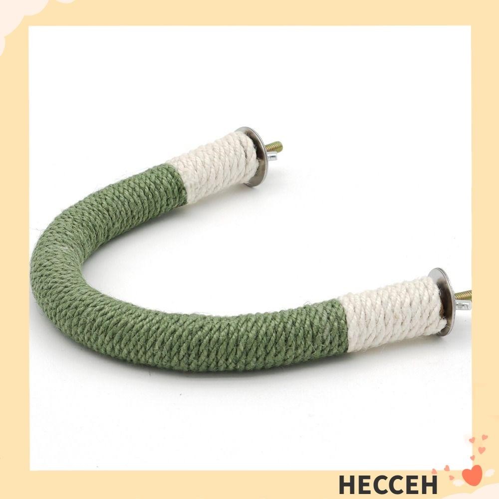 Hecceh คอนนกยืน ไม้ยืนนกแก้ว สีเขียว สําหรับนกแก้ว นกค็อกคาเทล นกรัก นกป่าน เชือกป่าน รูปตัว U ขนาดเล็ก ของเล่นฝึกนก