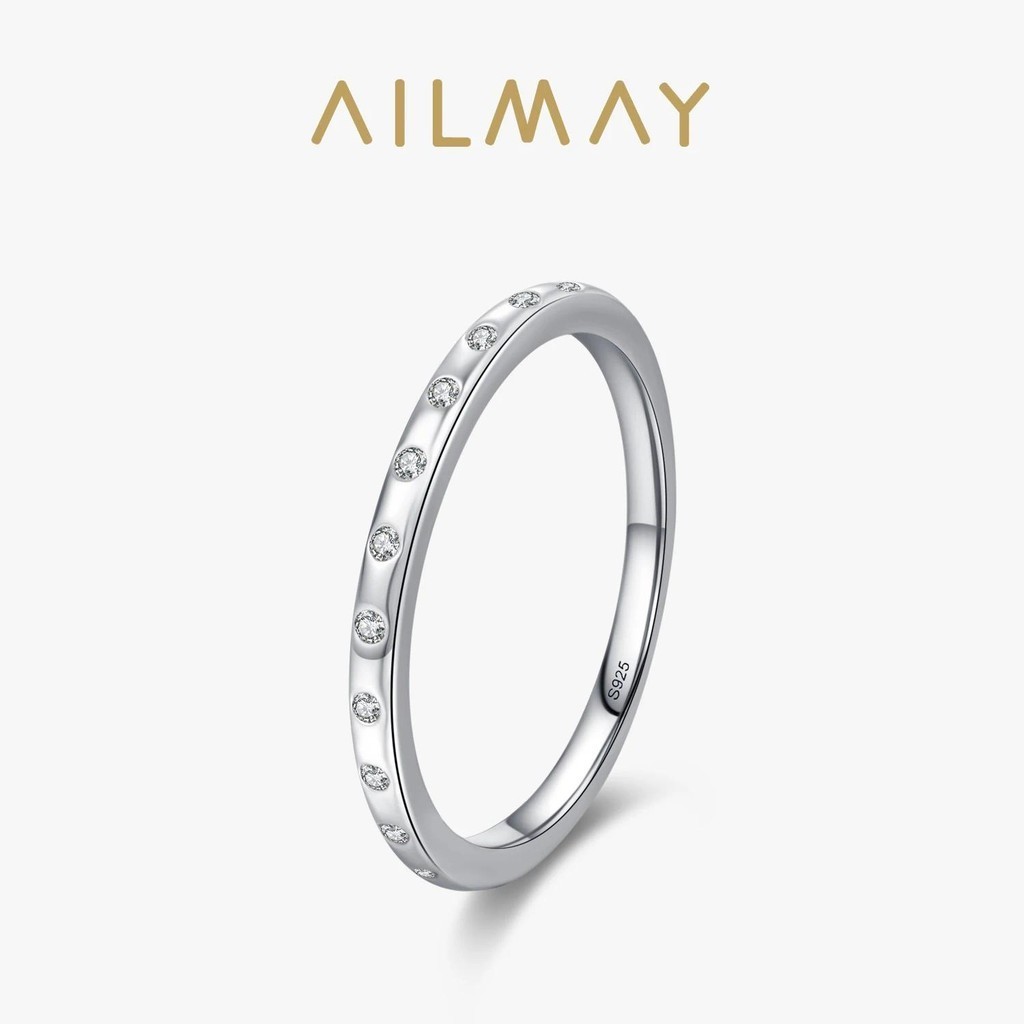Ailmay 925 Silver Sparkling Zirconia Stackable แหวนผู้หญิงเครื่องประดับ Fine