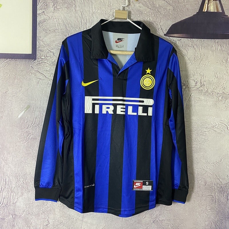 เสื้อกีฬาแขนสั้น ลายทีมชาติฟุตบอล Inter Milan 98-99 Inter สไตล์วินเทจ เกรด:Aaa+ สําหรับผู้ชาย