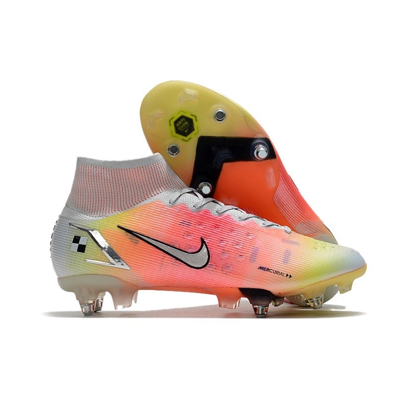 Nike Assassin 14th Generation High-Top รองเท้าฟุตบอล SG กันน้ํา สีเหลือง สีชมพู