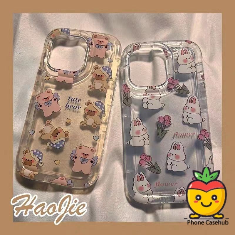 การ์ตูนหมีและกระต่ายสนุกกรณี hp Oppo A12 A15S A16K A16E A17K A38 A18 A53A54 A57 A77S A58 A76 A36 A96