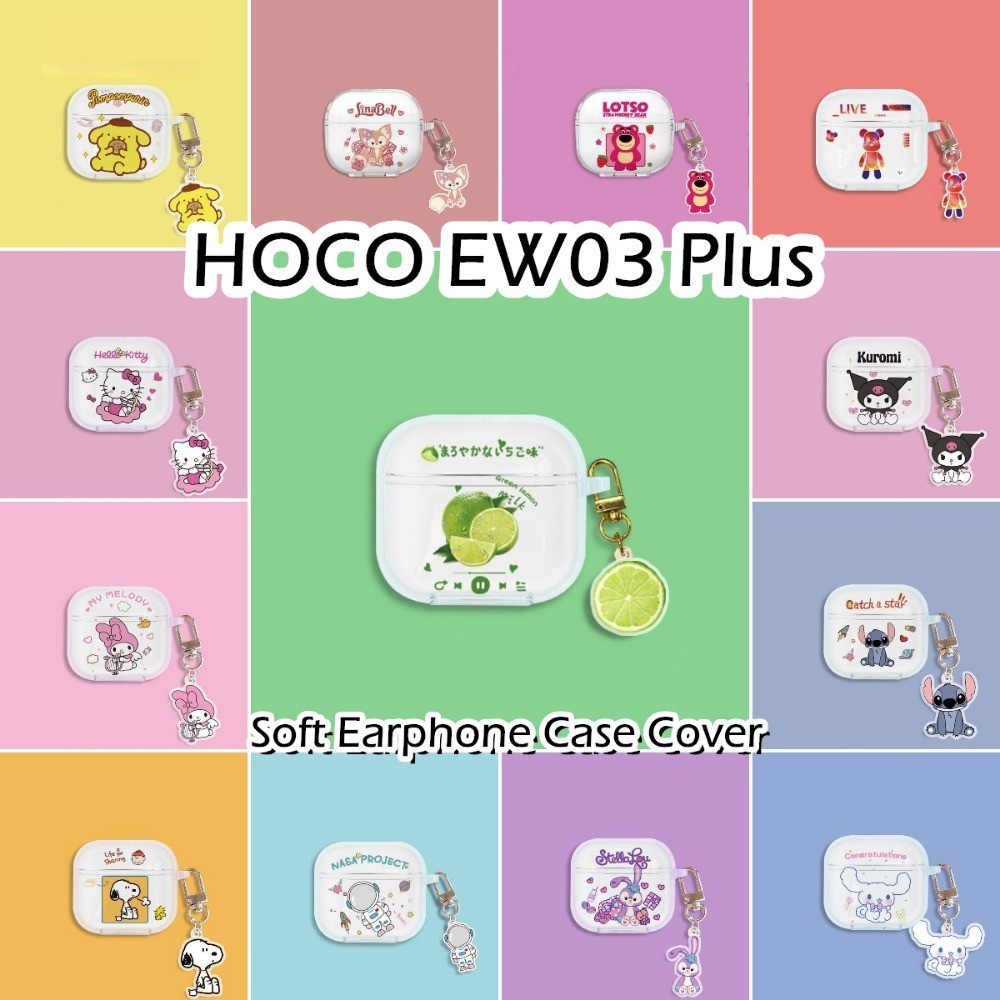 สําหรับ HOCO EW03 Plus Case โปร่งใสการ์ตูนซิลิโคนอ่อนนุ่มหูฟังกรณีปลอกฝาครอบ