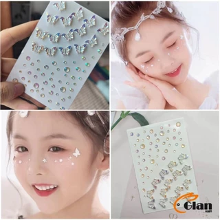 Glanxuan สติ๊กเกอร์แต่งหน้า 5 สไตล์ 3D เพชรเรืองแสง+รูปผีเสื้อ เหมาะสำหรับเวทีปาร์ตี้งาน แต่งงาน DIY Butterfly Sticker