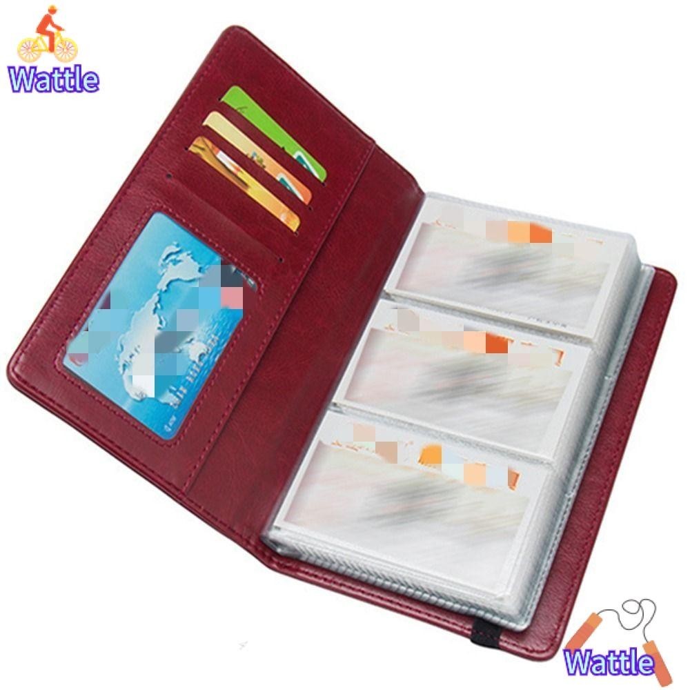 Wattle สมุดนามบัตร หนัง PU ยืดหยุ่น ความจุขนาดใหญ่ แบบพกพา สําหรับผู้ชาย