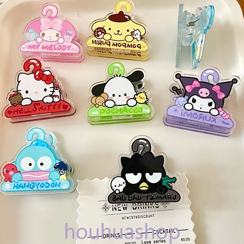Sanrio คลิปหนีบกระดาษ อะคริลิคใส ลายการ์ตูนสุนัขชินนาม่อน Kuromi น่ารัก สองด้าน