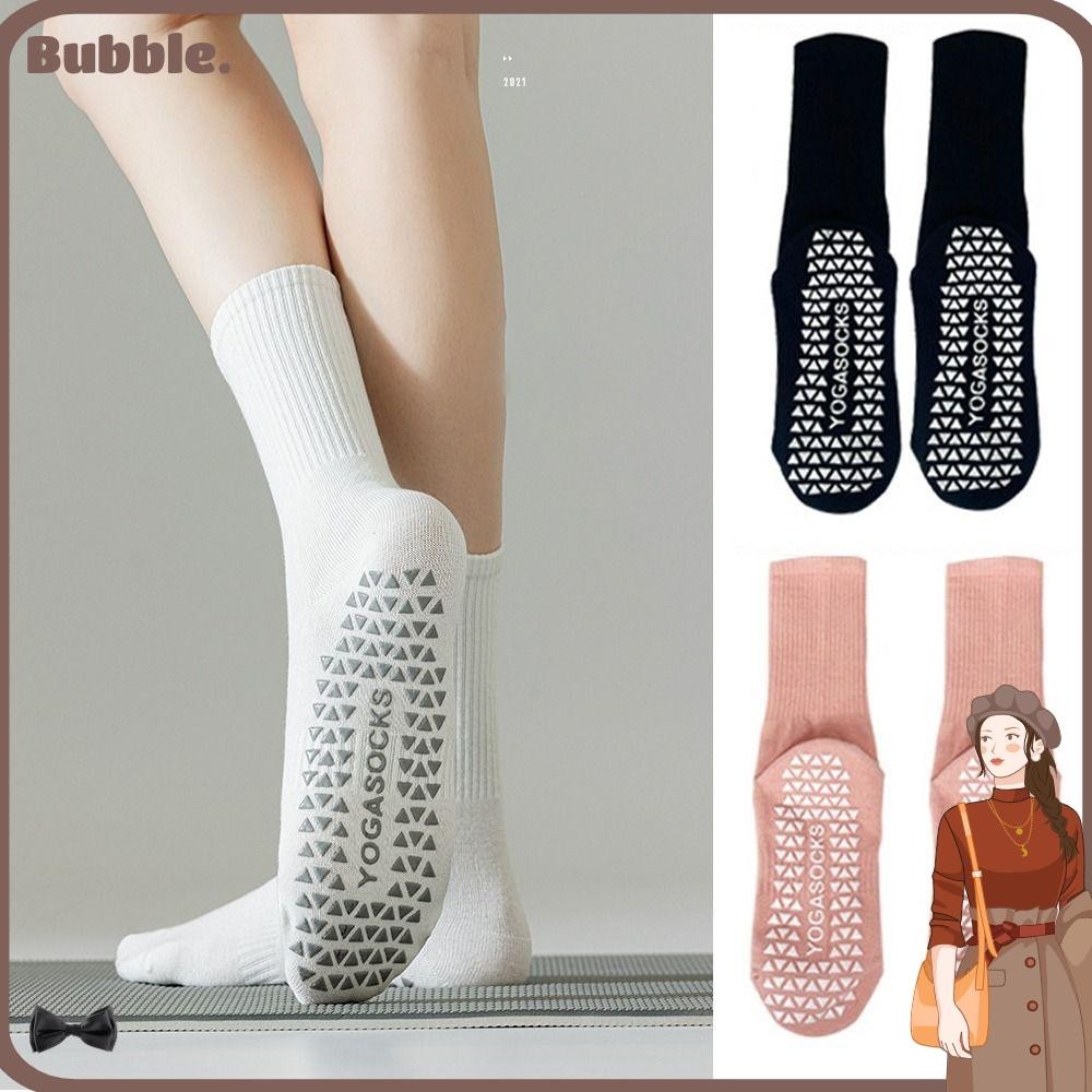 Bubble ถุงเท้าโยคะ ท่อยาว กันลื่น จ่ายพื้น ถุงเท้าผ้าฝ้าย ฮิปฮอป ระบายอากาศ เต้นรําพิลาทิส ถุงเท้าสี่ฤดูกาล