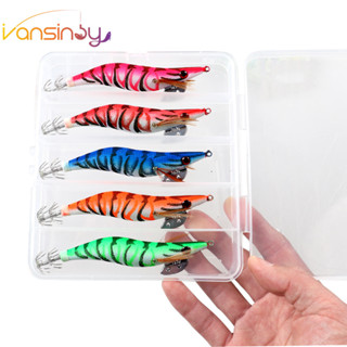 เหยื่อตกปลาหมึก แบบเรืองแสงในที่มืด รูปกุ้ง ปลาหมึก สําหรับต…