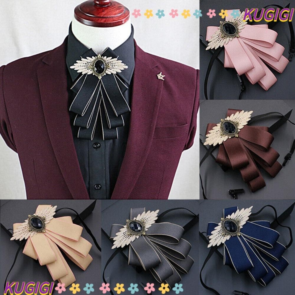 Kugigi เนคไทโบว์ ประดับพลอยเทียม อย่างเป็นทางการ สําหรับผู้ชาย เจ้าบ่าว เจ้าสาว ปาร์ตี้ งานแต่งงาน