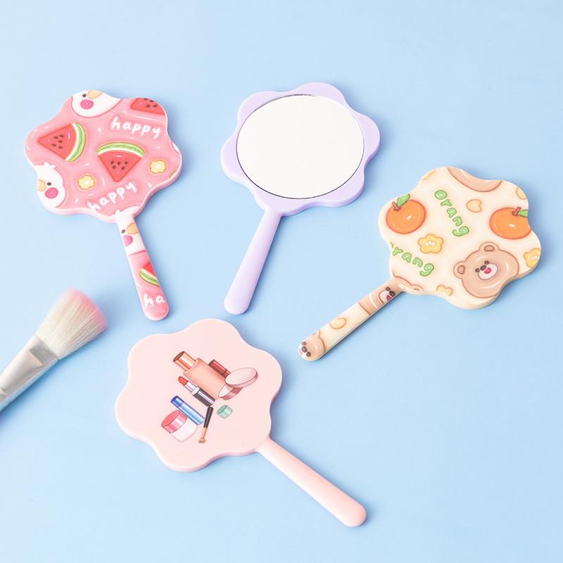 ใหม่ กระจกแต่งหน้า ลายดอกไม้ แบบพกพา ขนาดเล็ก diy - รูปที่ 2