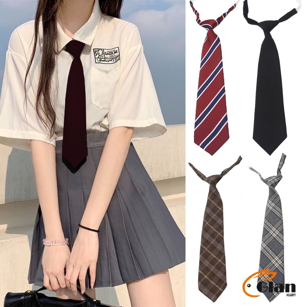 Glanxuan เนคไทแฟชั่นสำเร็จรูป โบว์นักเรียนญี่ปุ่น JK ปรับขนาดได้ necktie