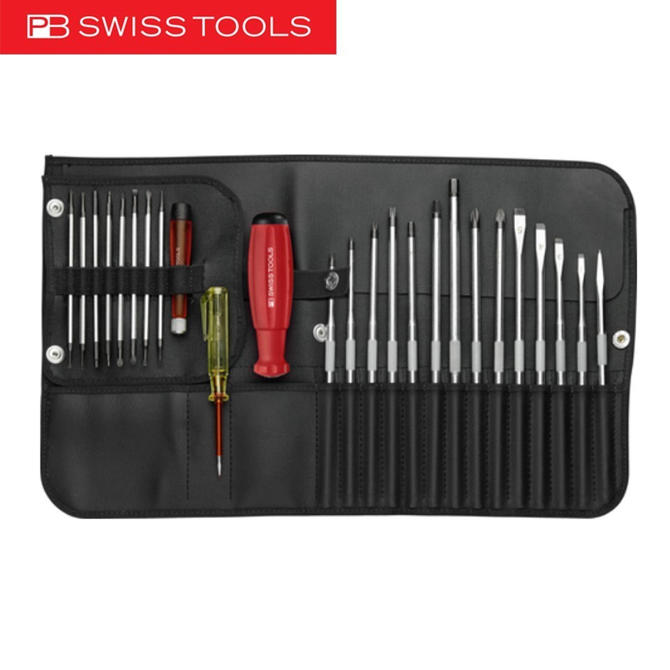 ไขควงแบน PB Swiss ชุดไขควงพร้อมซองหนัง รวมไขควงวัดไฟ (PB8515)