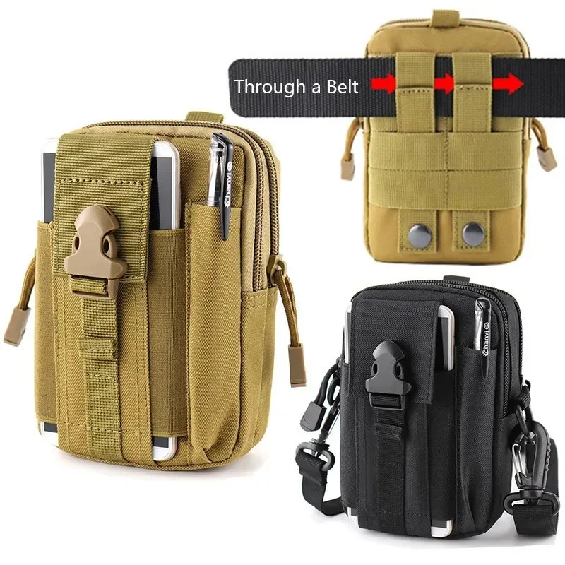 Tactical Belt Waist bag ผู้ชายกระเป๋านุ่มยุทธวิธีเข็มขัดเอวถุงเล็กทหารเอวกระเป๋าวิ่งกระเป๋าตั้งแคมป์เดินทางนุ่มกลับ