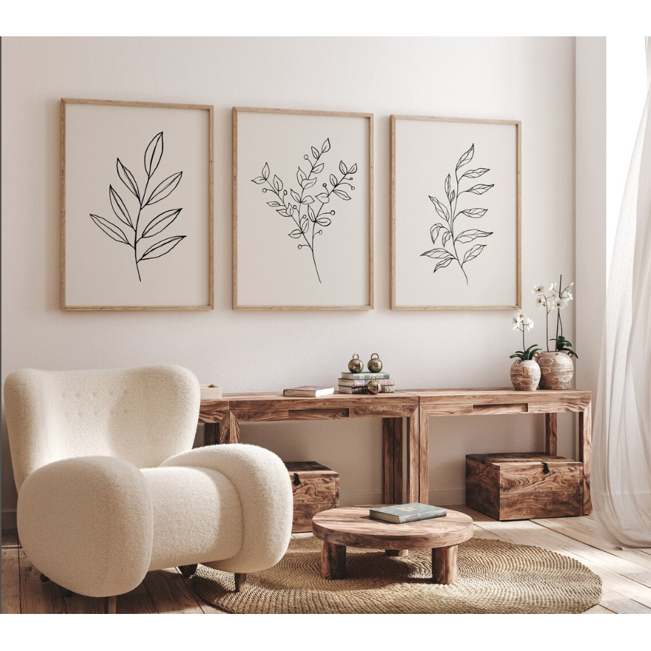 Minimal Wildflowers Art พิมพ์สีดําดอกไม้ Wall Art สแกนดิเนเวียนตกแต่งบ้านโมเดิร์น Boho โปสเตอร์ผ้าใบภาพภาพวาด