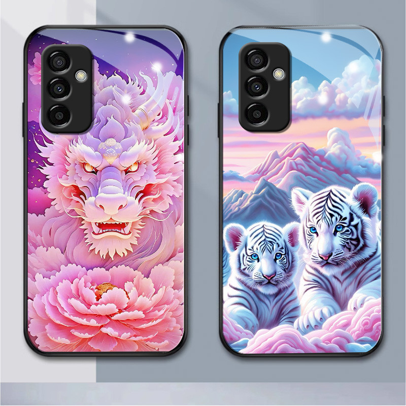 เคสโทรศัพท์มือถือแบบแก้ว สีชมพู สําหรับ Samsung A345G A01 A02 M02 A03 A04 A11 M11 A135G A04S A14 A73