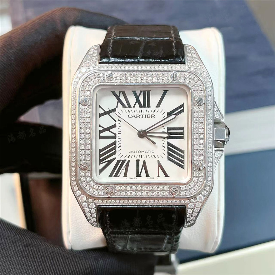 Cartier Cartier Cartier Santos นาฬิกาข้อมืออัตโนมัติ ขนาดใหญ่ สําหรับผู้ชาย W20073X8