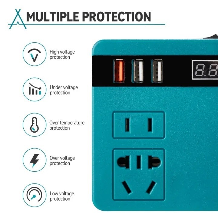 อินเวอร์เตอร์ 120W Power Inverter DC 12V TO 220V สําหรับ Home Application Inverter Adapter สําหรับ Makita 21V แบตเตอรี่