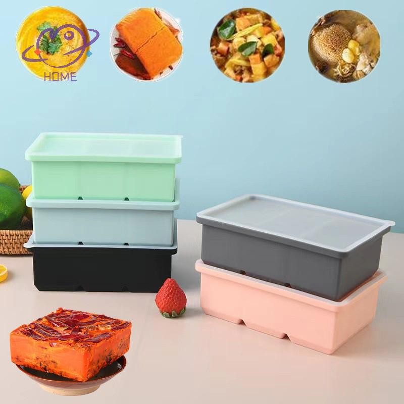 [mayhome] ที่เก็บของยักษ์สําหรับซอสอาหารพร้อมฝาปิดถาดแช่แข็งซิลิโคนซุปขนาดใหญ่พิเศษน้ําแข็ง 3 ก้อนถาดแม่พิมพ์แช่แข็งอาหาร {TH}
