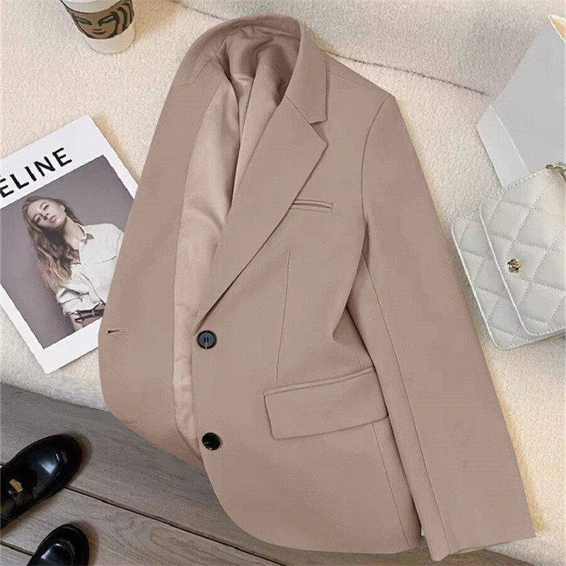 Khaki small street suit, women's outer, women's 2025 spring and autumn new style Korean casual suit