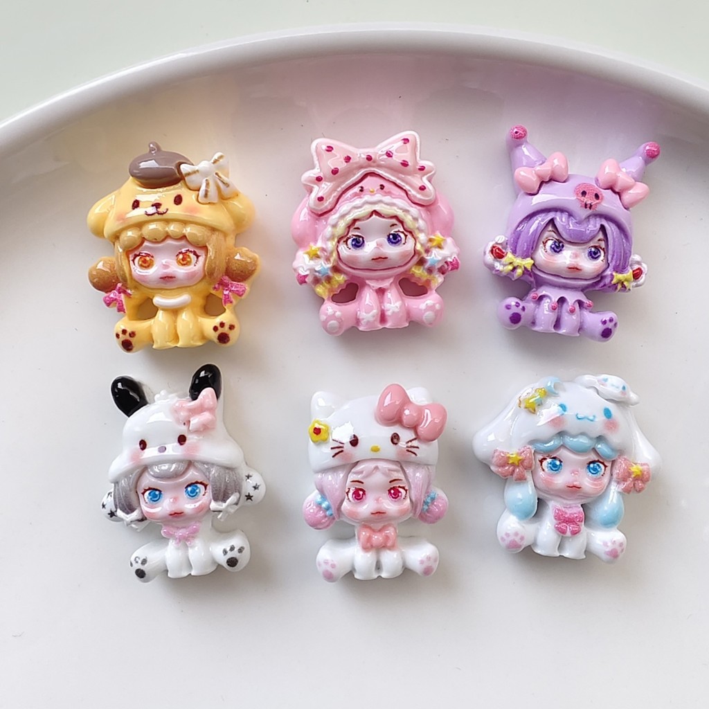 100 ชิ้นในสต็อก ซีรีส์สาว Sanrio SP เรซิน DIY ครีมกาว ของประดับทำมือ กิ๊บติดผม เคสโทรศัพท์ วัสดุขวดน้ำ