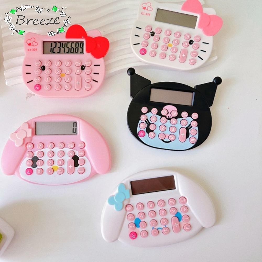 เครื่องคิดเลขการ์ตูน BREEZE Kuromi เครื่องเขียนศึกษาน่ารักแบบพกพา เครื่องมือนับอิเล็กทรอนิกส์จํานวน 8 หลักพลาสติก