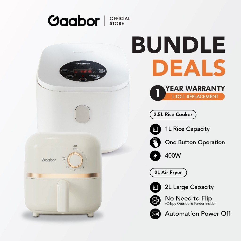 Gaabor 2L Air Fryer Mini AF20M-YE01A และ 2.5L หม้อหุงข้าว GR-S25D
