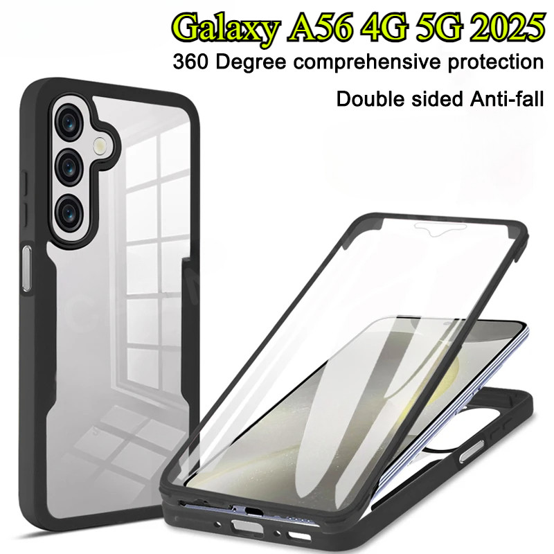 สําหรับ Galaxy A56 Galaxy A26 A36 A16 A53 A35 A55 A25 A15 A34 A54 A17 A07 LTE 4G 5G 2025 360 เคสโทรศัพท์ Plus ฝาครอบ 360° สองด้านซิลิโคนอ่อนนุ่มกันกระแทกป้องกันปกหลัง