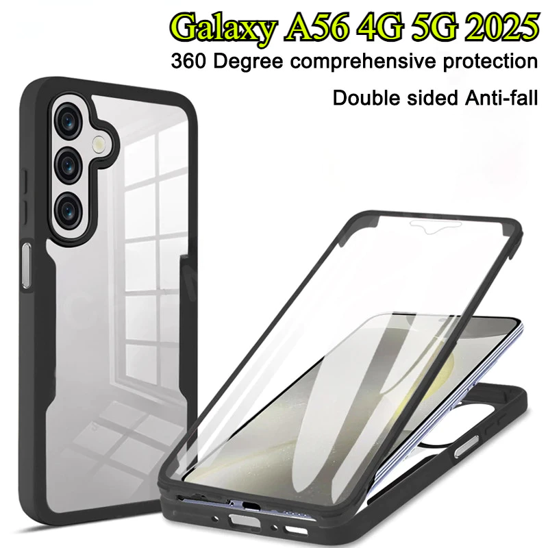 สําหรับ Galaxy A56 Galaxy A26 A36 A16 A53 A35 A55 A25 A15 A34 A54 A17 A07 LTE 4G 5G 2025 360 เคสโทรศัพท์ Plus ฝาครอบ 360° สองด้านซิลิโคนอ่อนนุ่มกันกระแทกป้องกันปกหลัง