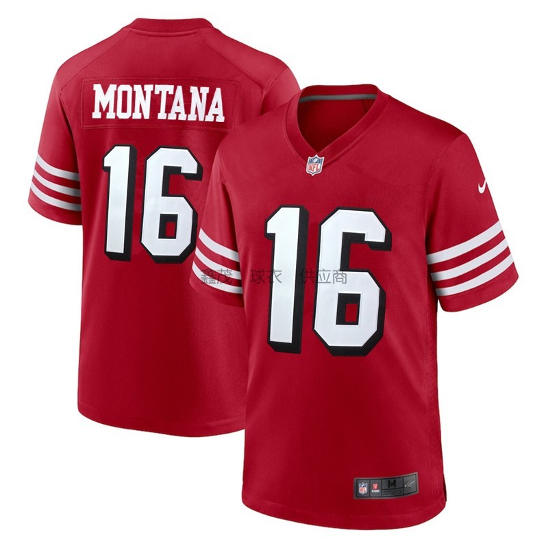 เสื้อรักบี้ NF L 49ers San Francisco 49ers หมายเลข 16 Montana เหมาะสำหรับทั้งผู้ชายและผู้หญิง