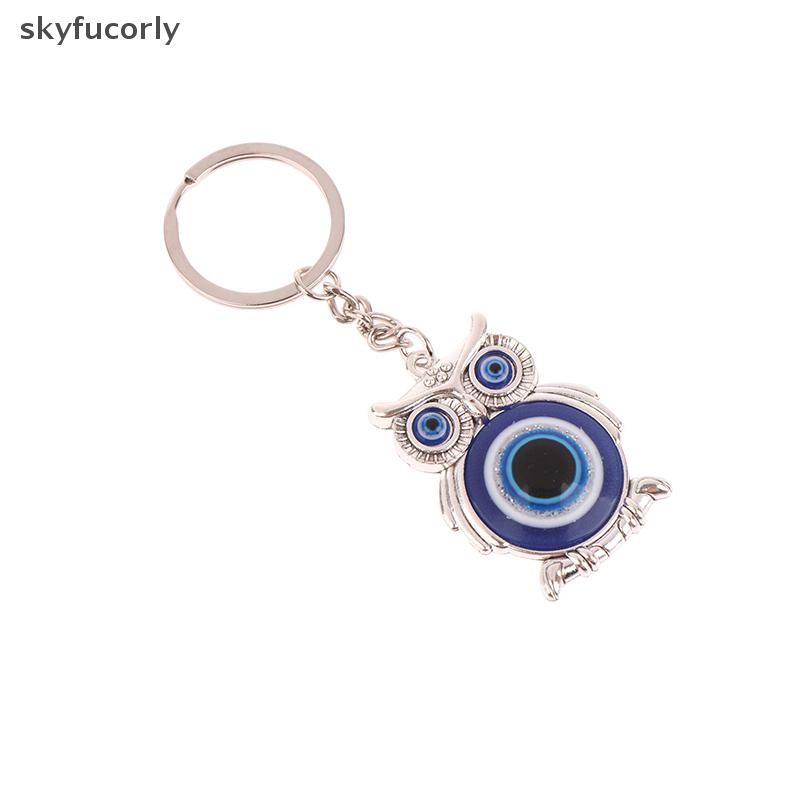 [SKY] Blue Evil Eye Owl Lucky Charm พวงกุญแจรถจี้กุญแจรถสัตว์แฟชั่นพวงกุญแจผู้ถือกระเป๋าอุปกรณ์เสริมเครื่องประดับ VN