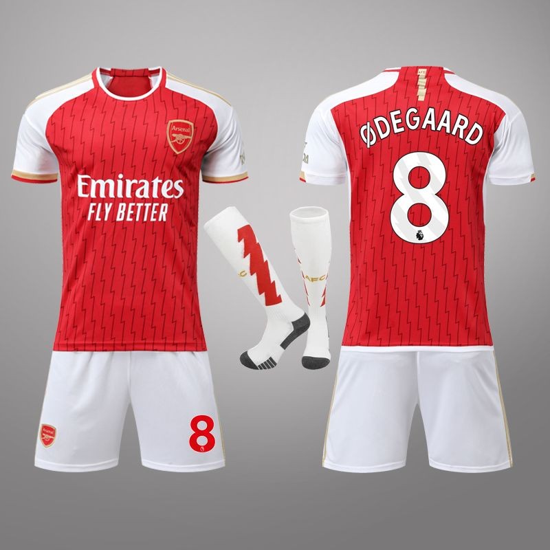 MZ 23-24 Arsenal Jersey Saka Hot Sus Ed High Home Red Team Uniform ผู้ใหญ่และเด็ก