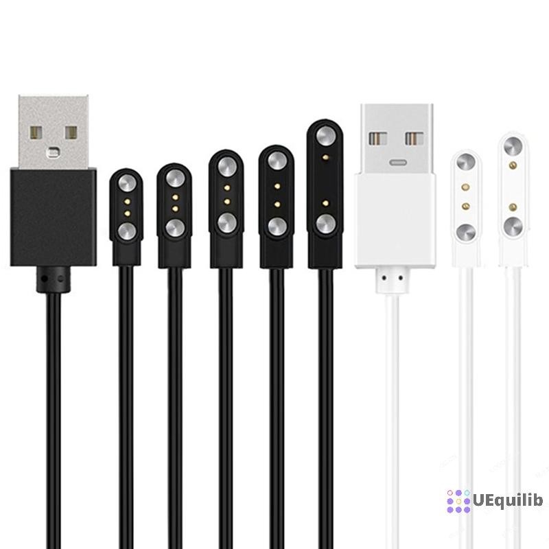 Uequilib 2 Pin Strong Magnetic Charge Cable USB สายชาร์จเชือกสีดําสีขาวสีใช้งานร่วมกับ Smart Watches Universal ใหม่