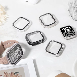 กรณีนาฬิกาเพชรกระจกนิรภัย for Apple Watch SE 3 2 Series 11 10 9 8 7 6 Iwatch 46 45 44 มม 42 41 40 38 มม