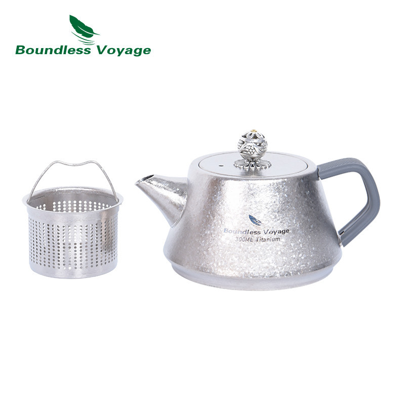 Boundless Voyage 300ml หม้อชาไทเทเนียมกาน้ําชาขนาดเล็กชั้นเดียวพร้อมตัวกรองสําหรับชาหลวม