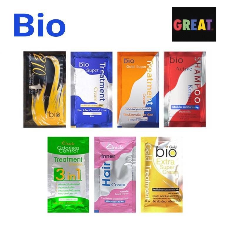 (ซอง) กรีนไบโอ Green Bio ไบโอ ทรีทเม้นท์ ซอง super treatment Bio charcoal Elracle Inner Hair Cream Bio Extra Shampoo