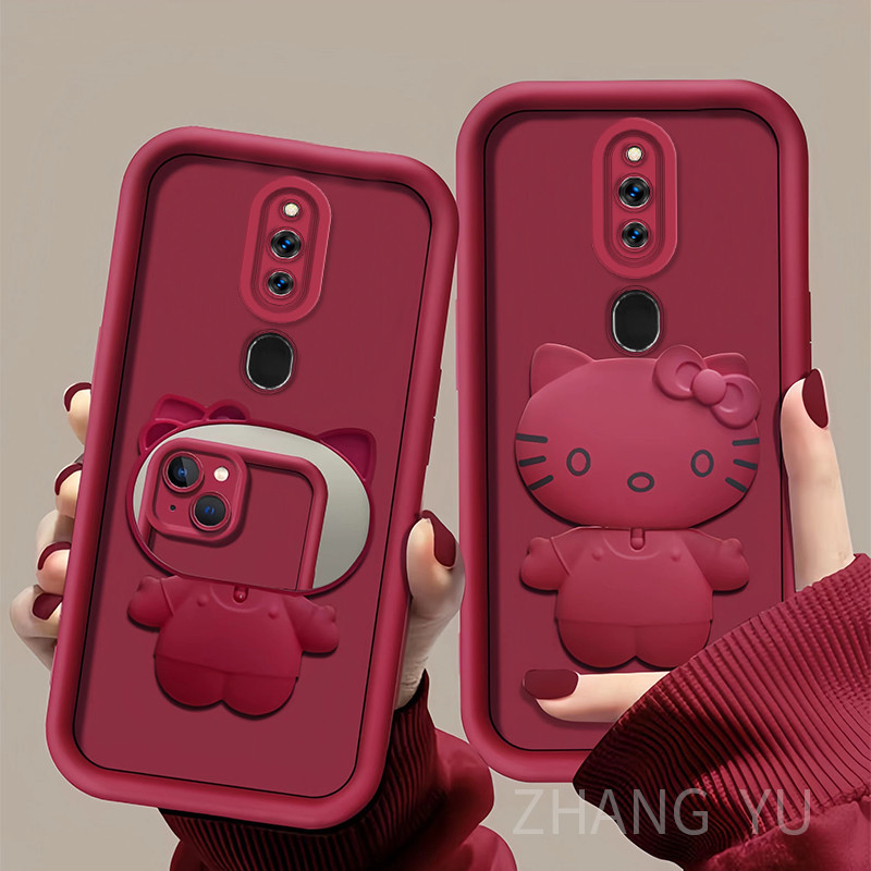 เคส OPPO F11 PRO F11 ใหม่ TPU เคสโทรศัพท์ เหมาะสําหรับแมวน่ารัก ขาตั้ง เคสโทรศัพท์ พร้อมฝาครอบเลนส์ แบบเต็ม เคสนิ่ม