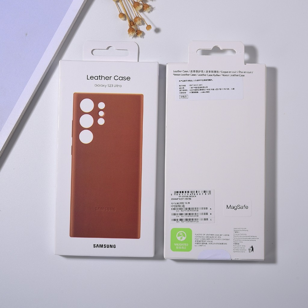 ของแท้ เคสหนัง ปุ่มด้านข้าง โลหะ พร้อมที่ชาร์จแม่เหล็กไร้สาย สําหรับ Samsung Galaxy S23 Ultra