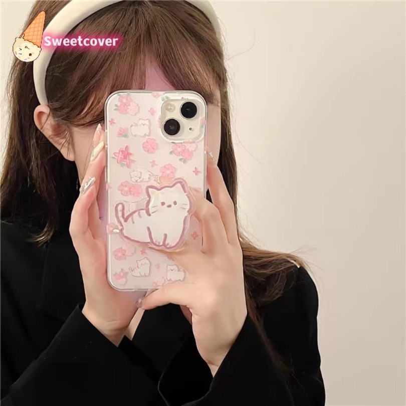 เคสโทรศัพท์มือถือ แบบนิ่ม ลายดอกไม้ สีชมพู สําหรับ iPhone 15 14 13 12 11 Pro Max X Xr Xs Max 7 8 Plus SE2020