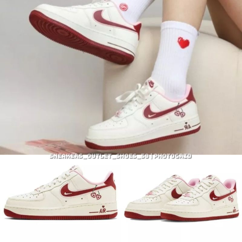 Nike Air Force 1 low Valentine's Day รองเท้าผ้าใบ สําหรับผู้หญิง ส่งฟรี