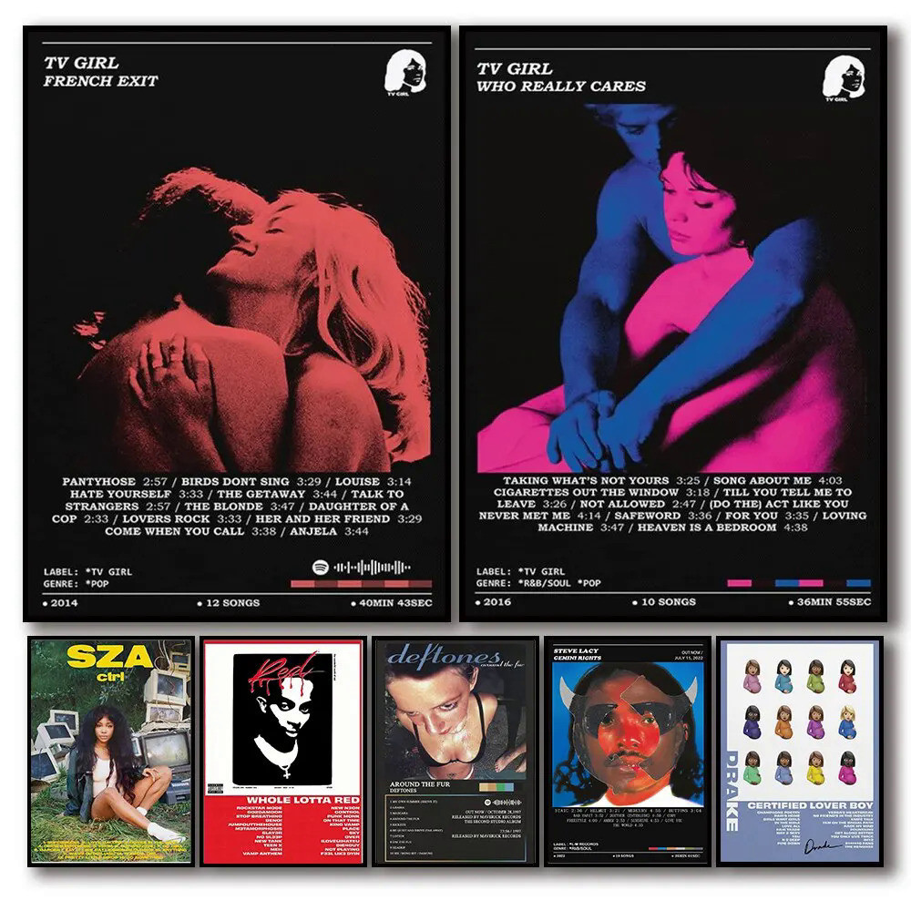 80s TV Girl Lover Rock Stars โปสเตอร์ความงามเพลงอัลบั้มผ้าใบ Wall Art สําหรับ Home Bar Decor, เหมาะส