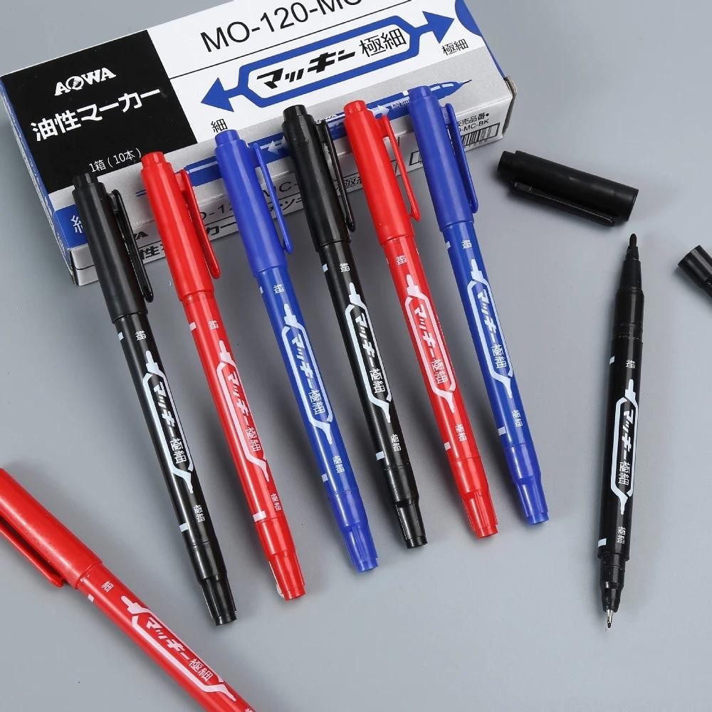10pcs 0.5 / 1 มม.ปากกามาร์คเกอร์ปากกามาร์คเกอร์รอยสักเขียนลื่นเป็นหมึกพิมพ์ถาวรปริมาณความจุมากหมึกกันน้ำปากกามาร์คเกอร์