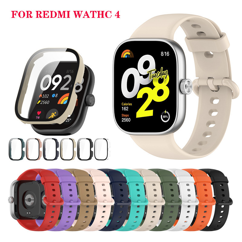 สําหรับ Redmi Watch 4 กระจกนิรภัยหน้าจอป้องกันกรณีใหม่ซิลิโคน WatchBand สายคล้อง