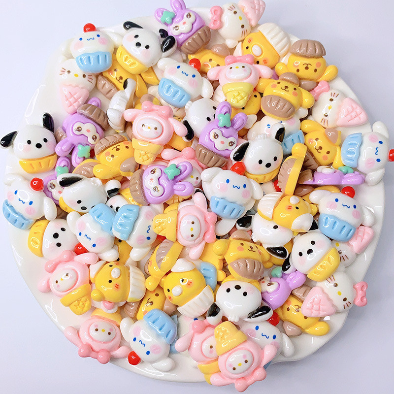 [100 ชิ้น พร้อมส่ง]อุปกรณ์เสริมกาวครีมพวงกุญแจจี้การ์ตูน Sanrio Star Delu Cone Cake Series อุปกรณ์เรซิน DIY กาวครีมเคสโทรศัพท์มือถืออุปกรณ์เสริมเครื่องประดับ