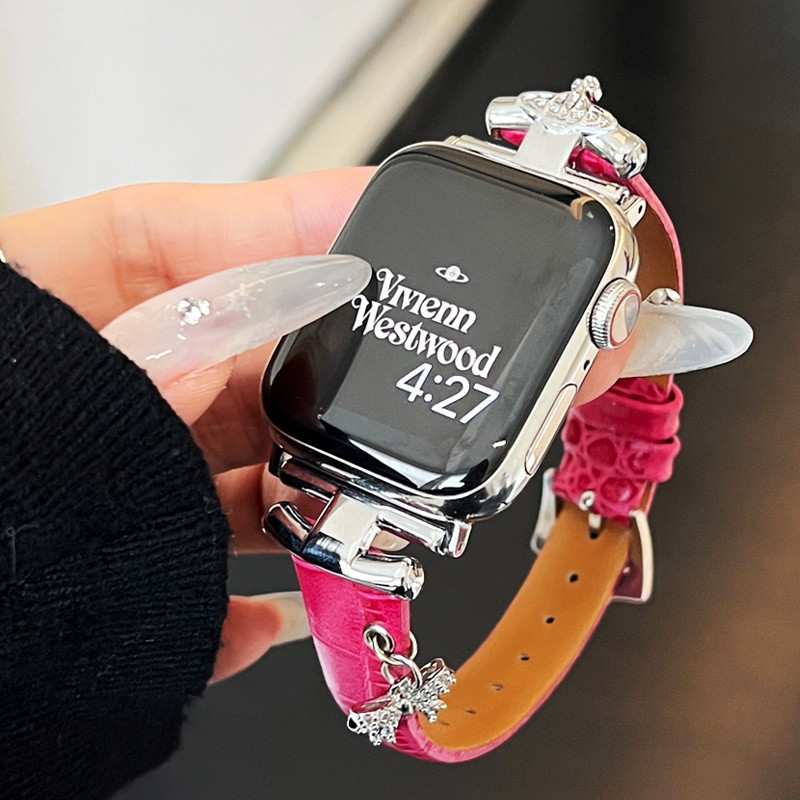 สายนาฬิกาข้อมือหนังจระเข้ สําหรับ Smart Watch 9 7 4 5 SE 6 8 Ultra 2 Mars iWatch 49 มม. 41 มม. 45 38 มม. 40 มม. 42 มม. 44 มม.