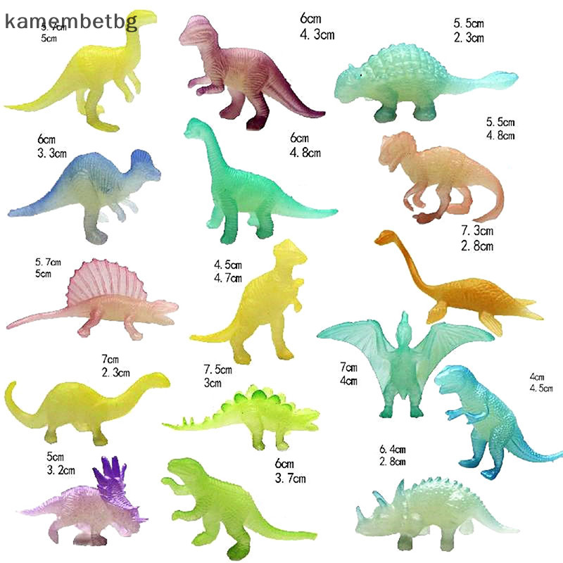 Kamembetbg ของเล่นไดโนเสาร์เรืองแสงในที่มืด 16 ชิ้น ต่อชุด