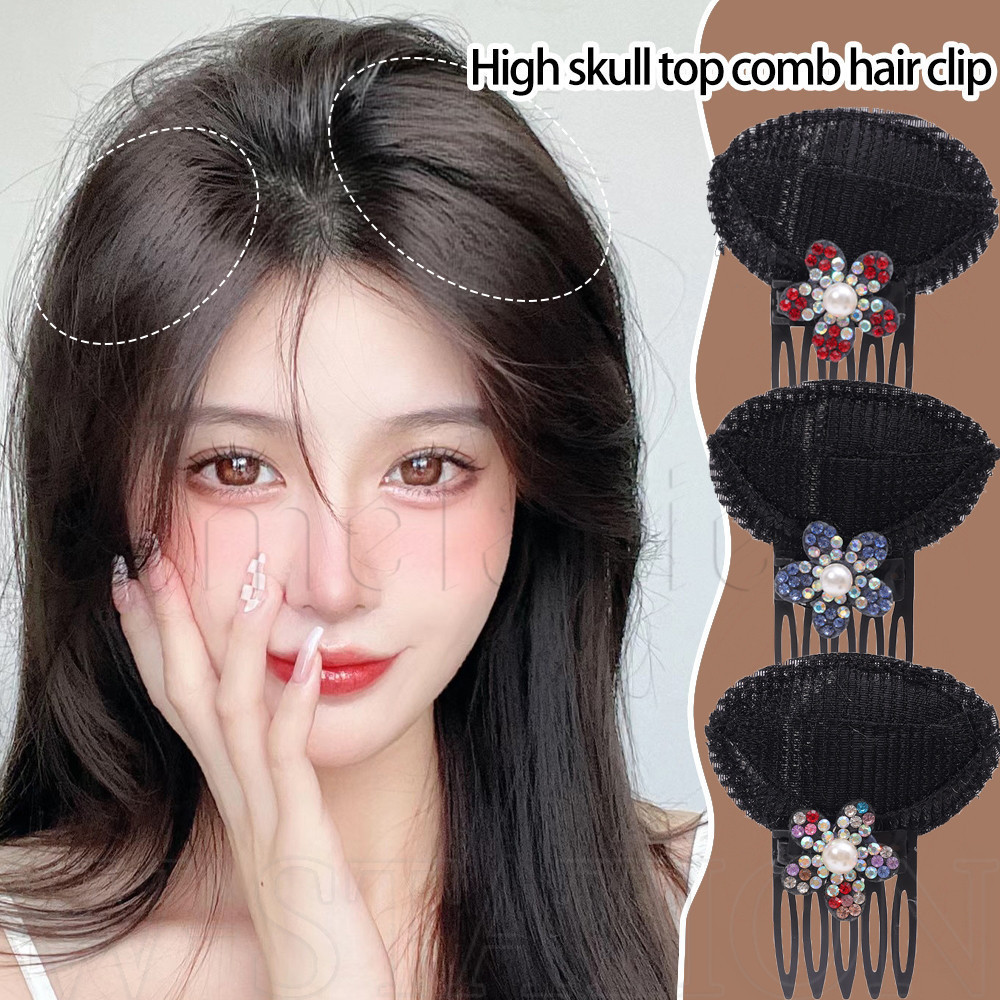 Water Diamond Flower Insert Comb Cushion Hair Sheet - High Cranial Crest Hair Pads - Black, Fluffy, Invisible Hair Comb - กิ ๊ บติดผมสําหรับผม Bangs - Hairpin - แฟชั ่ น Headwear