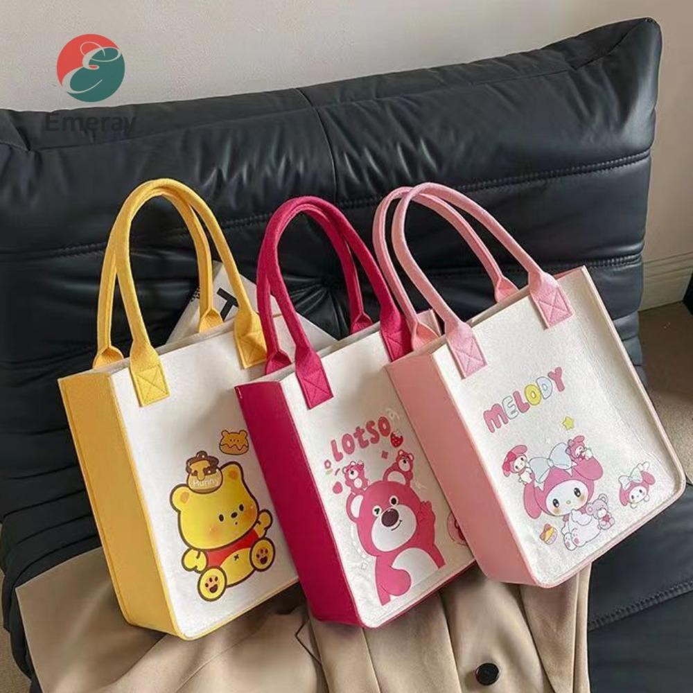 Emeray ขายร้อน 5 รูปแบบ Felt Tote Bag, Kulomi Felt กระเป๋าถือแบบใช้ซ้ําได้, อินเทรนด์ Casual ความจุขนาดใหญ่กระเป๋า