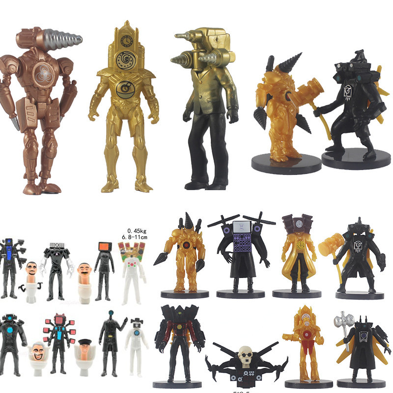 Action Figure Skibidi Toilet VS Golden Titan Cloakman เจาะ Man ตุ ๊ กตาเกมเครื ่ องประดับ