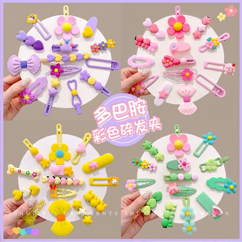 เด ็ ก Bangs คลิปสาว Macaron สีดอกไม ้ กิ ๊ บติดผมน ่ ารัก Headdress
