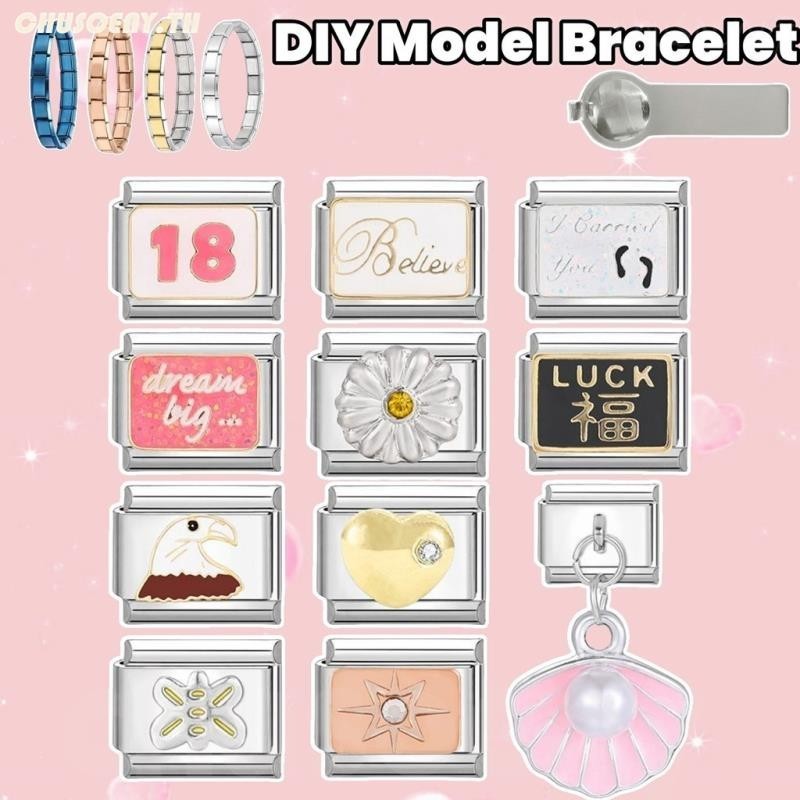 DIY ภาษาอิตาลี เสน่ห์ สร้อยข้อมือ ข้อต่อฟิตติ้ง 9 มม Blingbling Diy สร ้ อยข ้ อมือคู ่ Diy แฟชั ่ นเครื ่ องประดับอุปกรณ ์ เสริม Retro บุคลิกภาพโมดูลสร ้ อยข ้ อมืออุปกรณ ์ เสริมของขวัญวันวาเลนไทน ์
